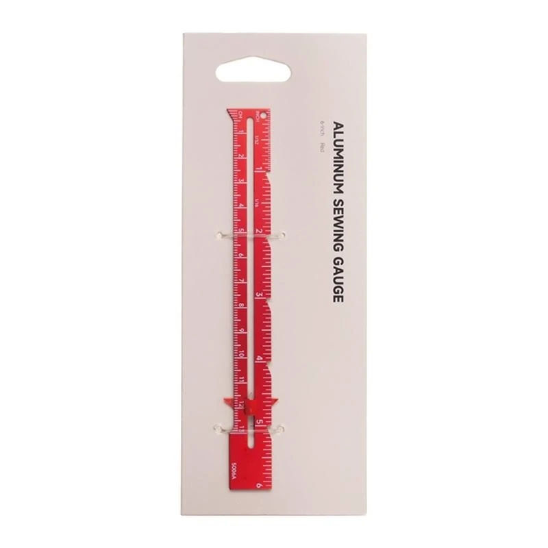 W89C 6Inch Sliding Sewing Gauge Sewing Measuring Tool Aluminum Alloy Quilting Ruler