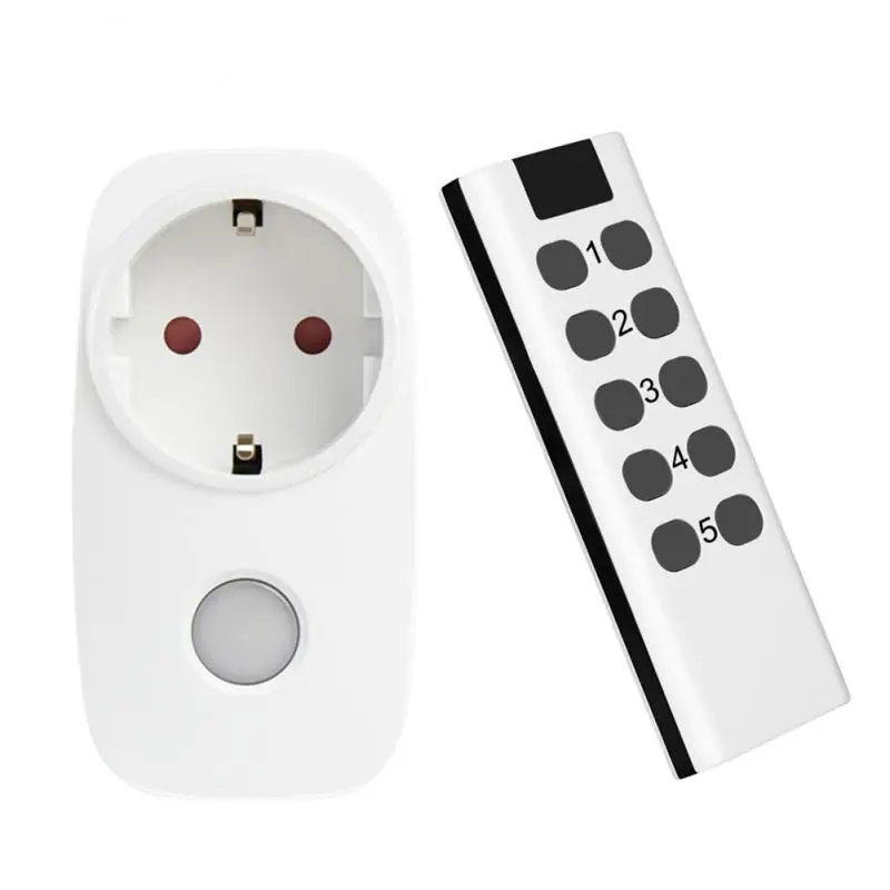 Smart Home colokan daya soket Perancis EU, 433Mhz pengontrol Remote Control Universal saklar nirkabel 15A 220V outlet yang dapat diprogram