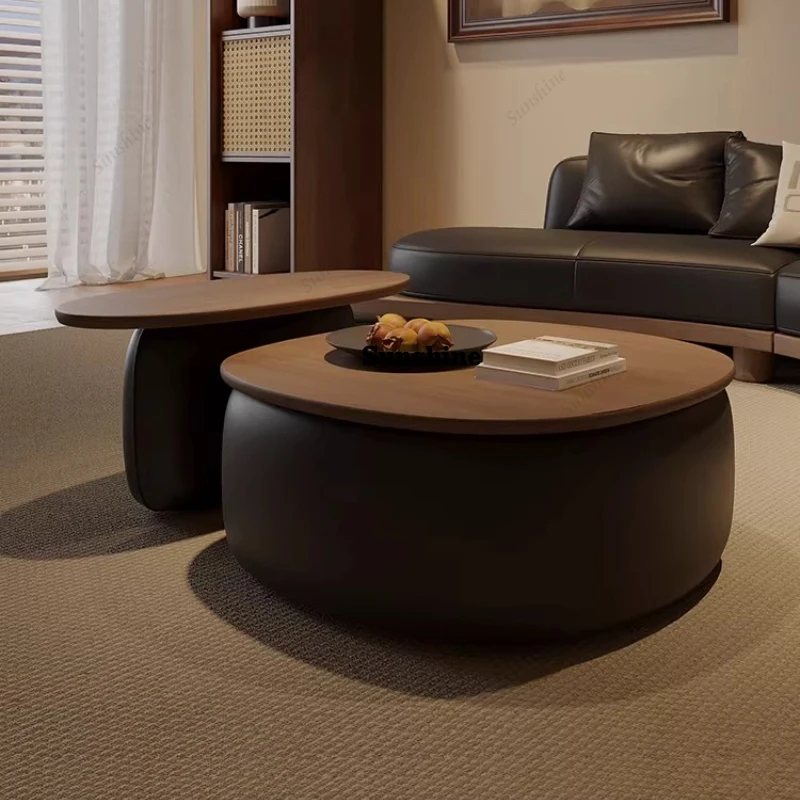 

Medieval style coffee table round small apartment living room home design, creative storage low table