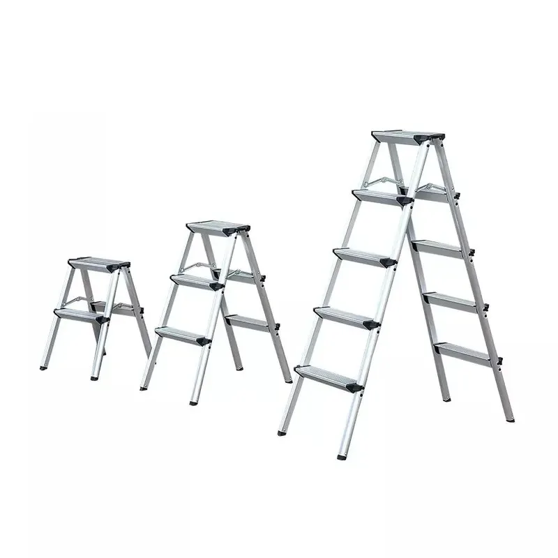 Foldable Aluminum Step Ladder Multi Purpose Household Collapsible Metal Staircase Portable Compact Design for Home Use