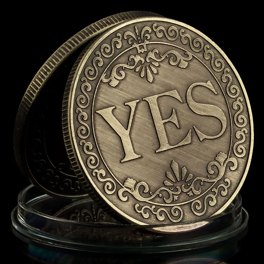 YES or NO Make Decision Commemorative Badge Double Sided Embossed Plating Collection Collect Coins