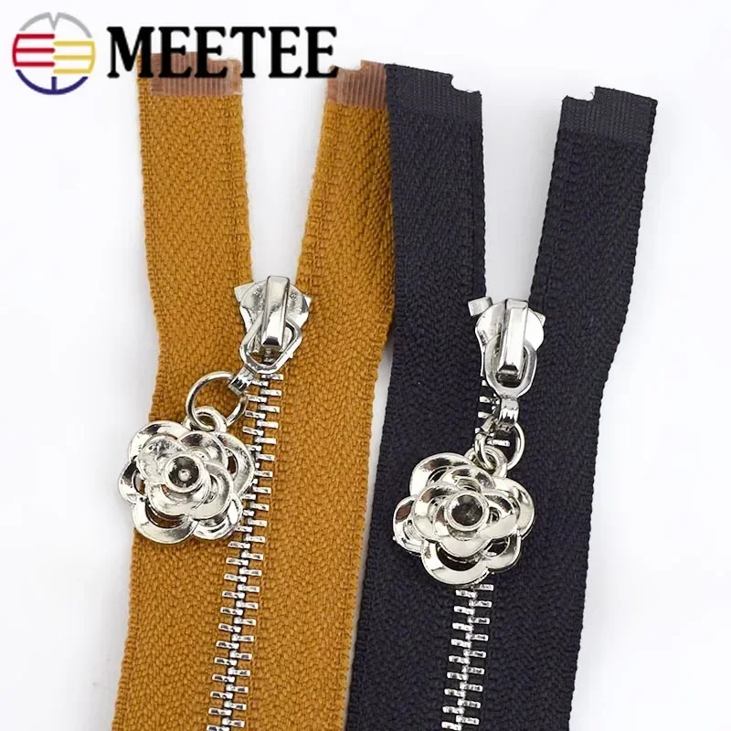 Meetee 2/5Pcs 3# Metal Zippers 18-70cm Auto Lock Closed&Open Zip for Sewing Bags Pocket Wallet Garment Zipper Repair Accessories