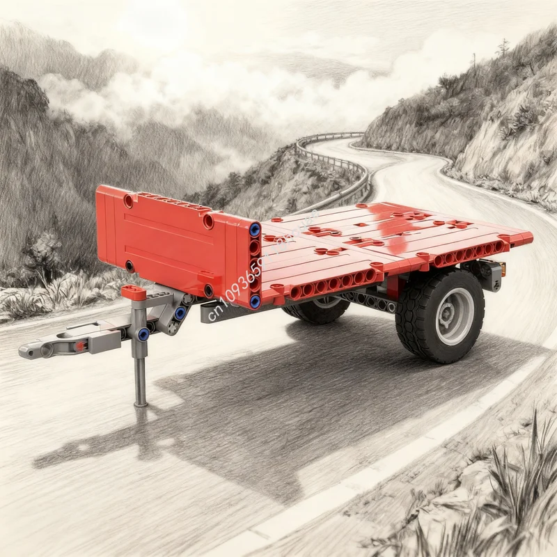 

Набор строительных блоков MOC, 165 деталей, одноколесный прицеп-платформа, техническая модель, конструктор, идея для подарка на Рождество и день рождения