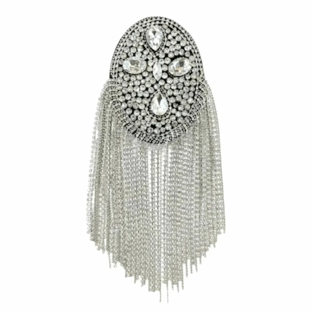 Classic Alloy Tassel Epaulettes Rhinestone Decorative Shoulder Board Lightweight Shiny Shoulder Mark Festival Drum Corps