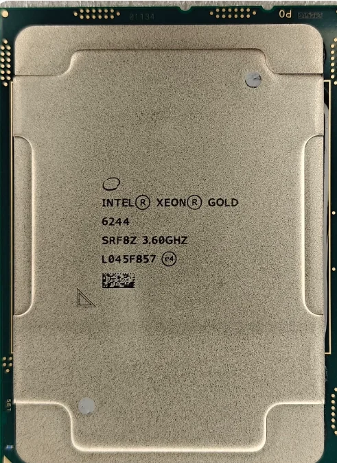 for Intel Xeon Gold 6244 Processor 8 Core 16 Thread 3.6GHz Turbo 4.4GHz 24.75MB L3 Cache 150W FCLGA3647 SRF8Z CPU Server