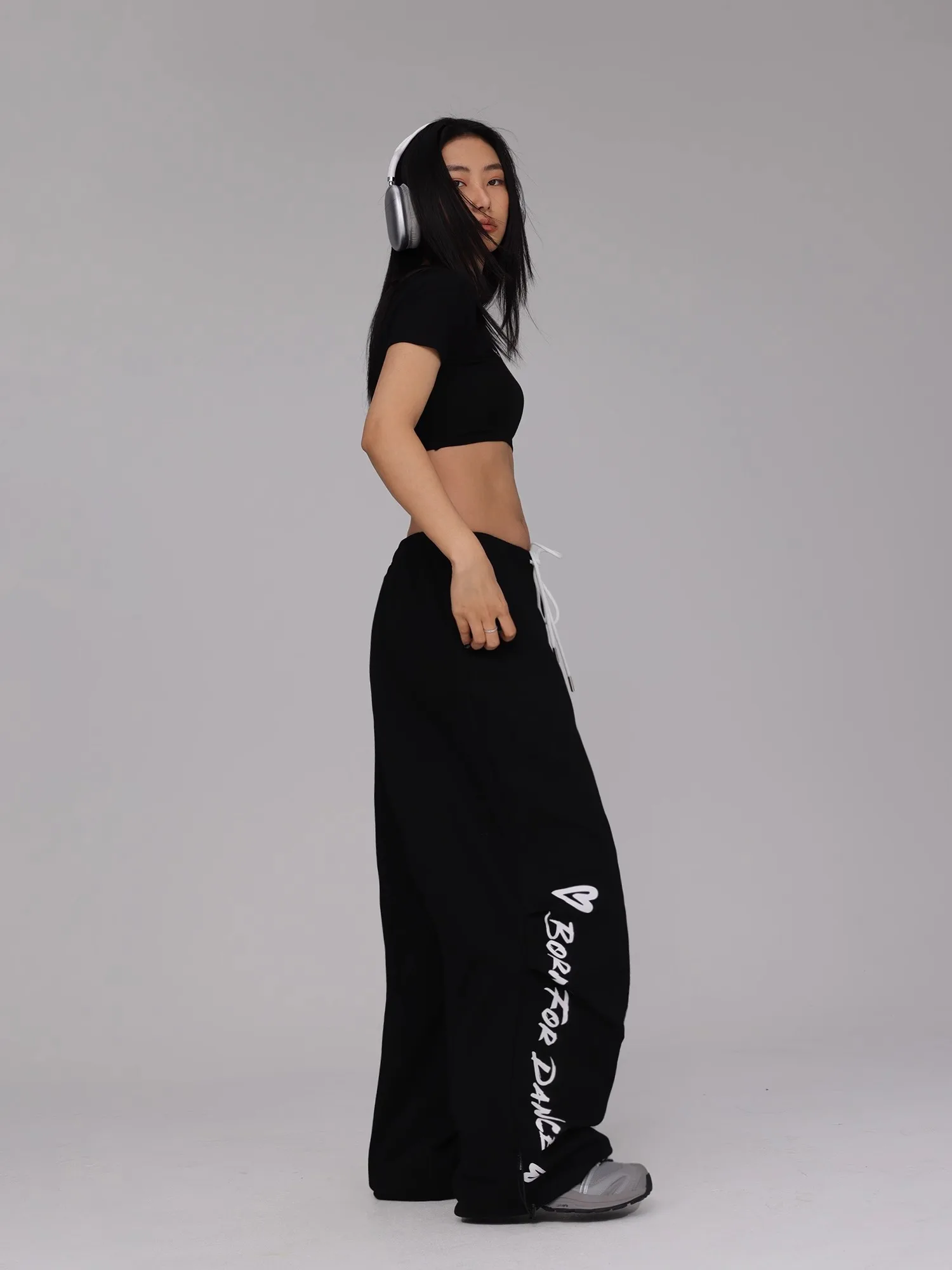 CBXLAB Street Dance Women\'s Black Street Graffiti Casual Pants  Hip Hop Dance Pants Jazz Gril Retro Sweatpants