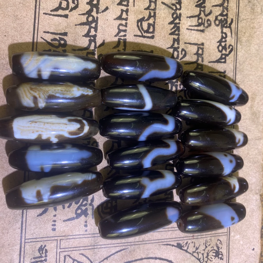 1pcs/lot Taiwanese Craft Black White Agate Dzi Bead Popular Japanese Design Divine Eagle Graceful Ribbon Guanyin Small Dragon
