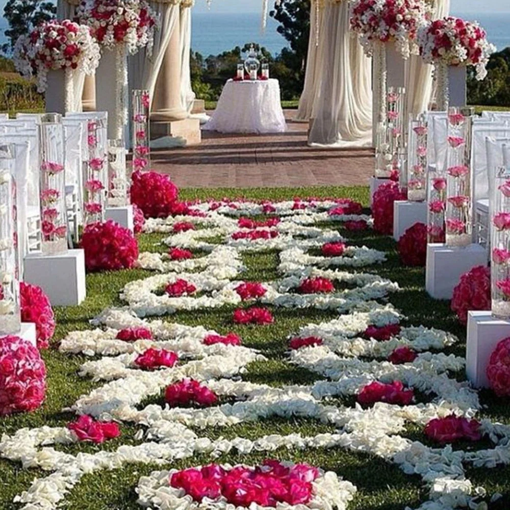 Pétales de roses artificielles pour mariage, 500 pièces, 3-5cm, fleurs pour tapis de passerelle, maison, fête, décoration