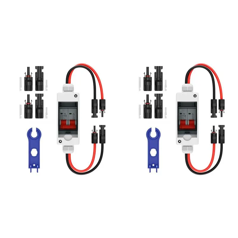 

2X разъединитель солнечной панели, 63A DC 1000V выключатель фотоэлектрический разъединитель с водонепроницаемой коробкой IP65-AT64