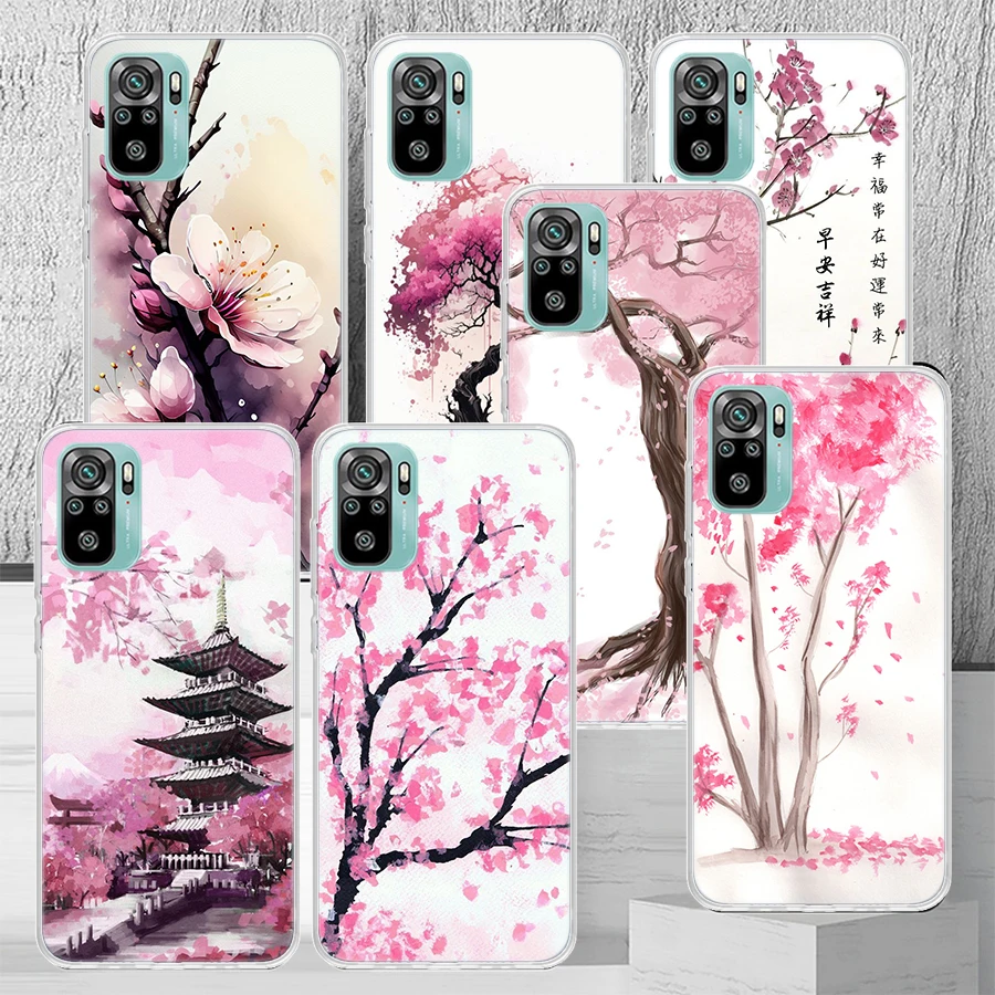 Cherry Blossom Tree Phone Case Cover for Xiaomi Redmi Note 13 12S 12 11 Pro Plus 11S 11T 11E 10 10S 9 9S 8 7 Global Soft Cover