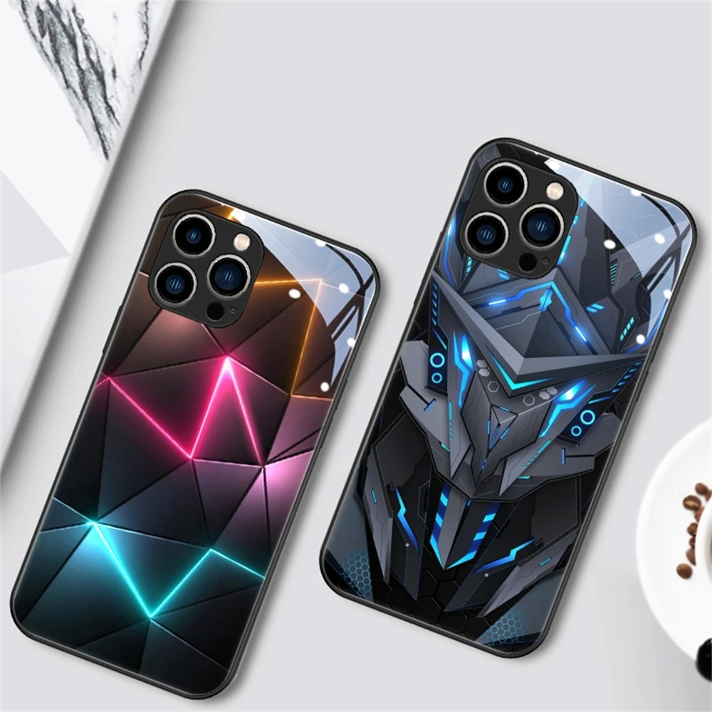 Punk Mecha Design LED Call Light Phone Case For OPPO Reno 3 4 5 6 7 8 9 Pro Plus Find X5 Flash Lighting Cover