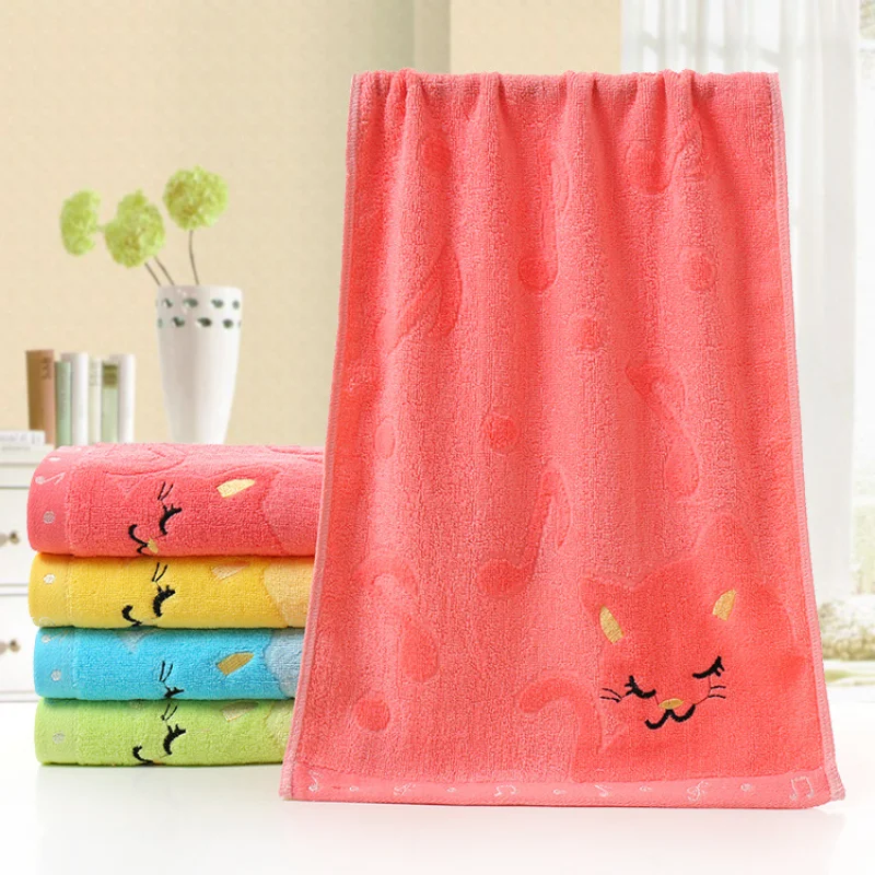 25*50cm Children Towels Comfortable Bamboo Fiber High Quality Kids Cute Kittens Soft Strong Water Absorbing High End Towel