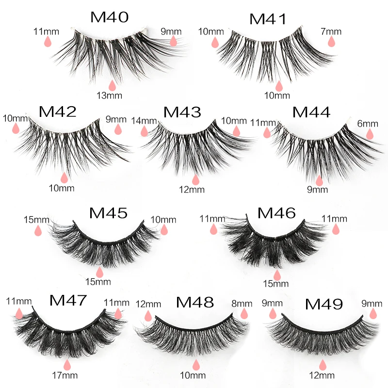 MEISHENJIE Faux Cils 3/5 paires de Cils œil de chat naturel Long/Dramatique moelleux 3D Cils de vison outil de maquillage Extension demi-Cils