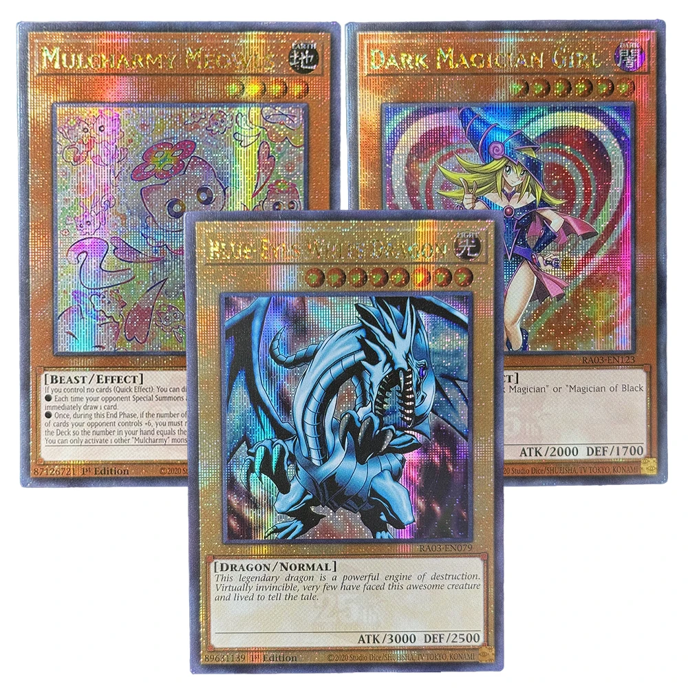 

Ю-Ги-О! Коллекция DlY Proxy Cards Mulcharmy Meowls Dark Magician Girl Голубые глаза Белый дракон Картка на 25-летие-QCSCR