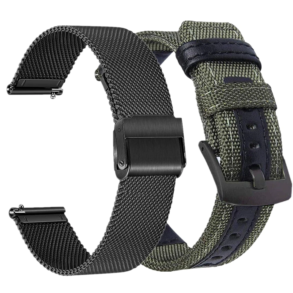 

For Samsung Galaxy Watch Band 41mm 42mm 45mm 46mm Nylon Strap Active 2 40mm 44mm Stainless Steel Bracelet 20mm 22mm Smartwatch