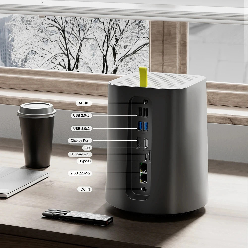 2-Bay NAS R1 PRO 12th Gen N150 Ry-zen 7 5825U Mini PC 2x I226-V 2.5G جدار الحماية راوتر شبكة تخزين خادم الوسائط سحابة خاصة