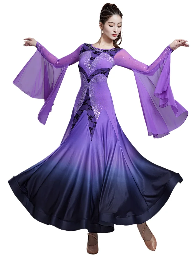 

2024 New Modern Dance Dress National Standard Waltz Friendship Dance Professional Competition Performance Dress 7207