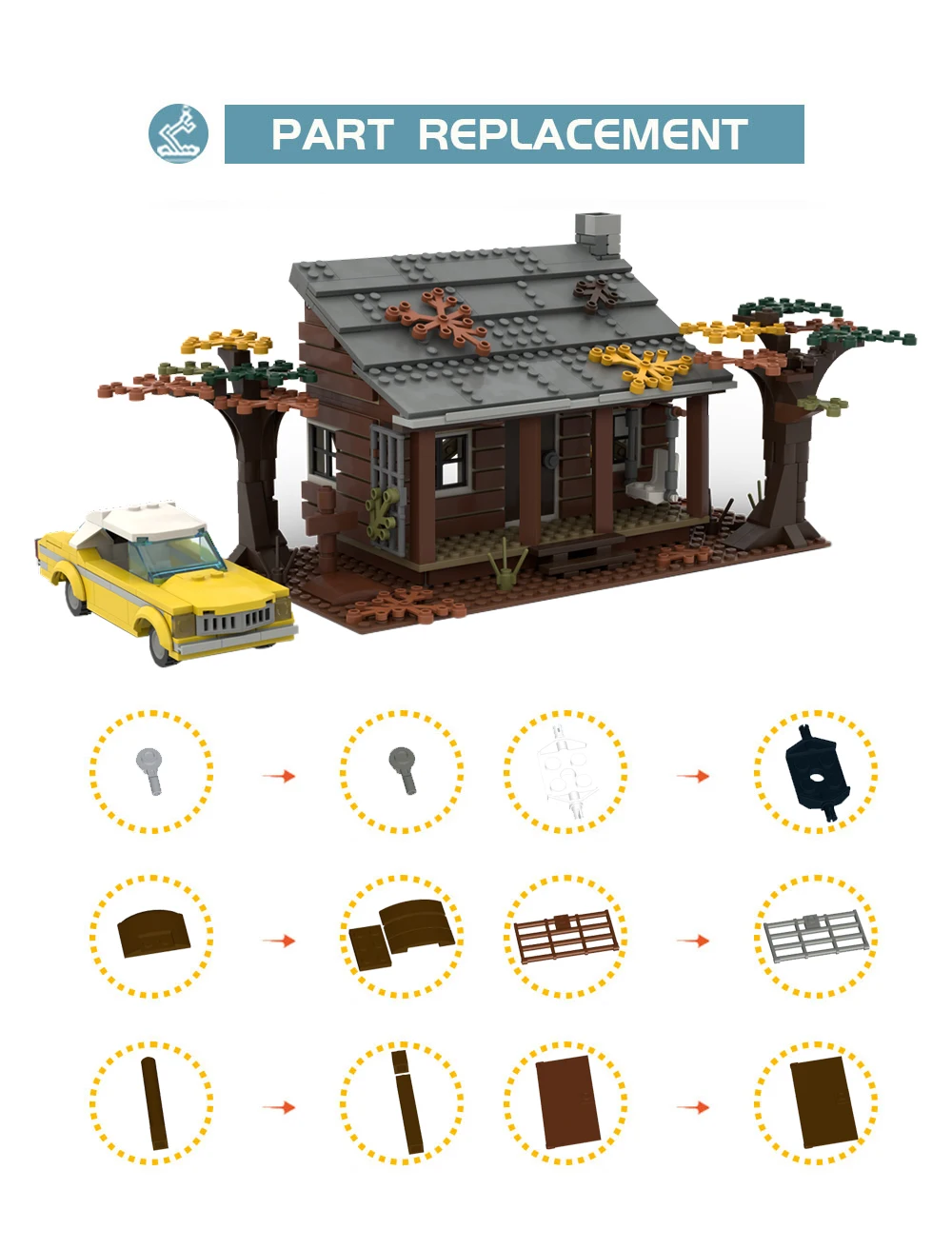 MOC Horror Movie Evils-Deads Knowby Cabin Model Building Blocks Classic Chalet House Architectural Diy Bricks Toy Halloween Gift