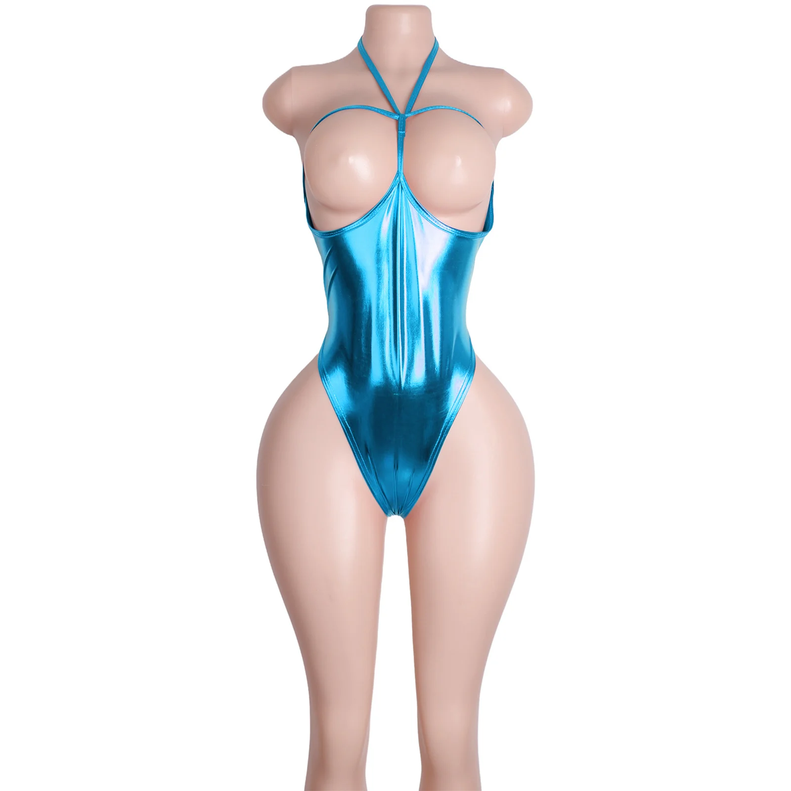 Lace-up eendelige lakleren string exotische danskleding stripper outfits prestatiekleding clubwear strass bodysuits festival