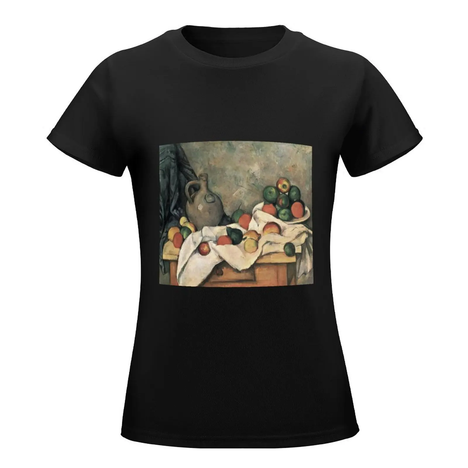 HD Still Life, Drapery, Pitcher, and Fruit Bowl, by Paul Cezanne 1893–1894 HIGH DEFINITION T-Shirt animal prinfor Woman fashion