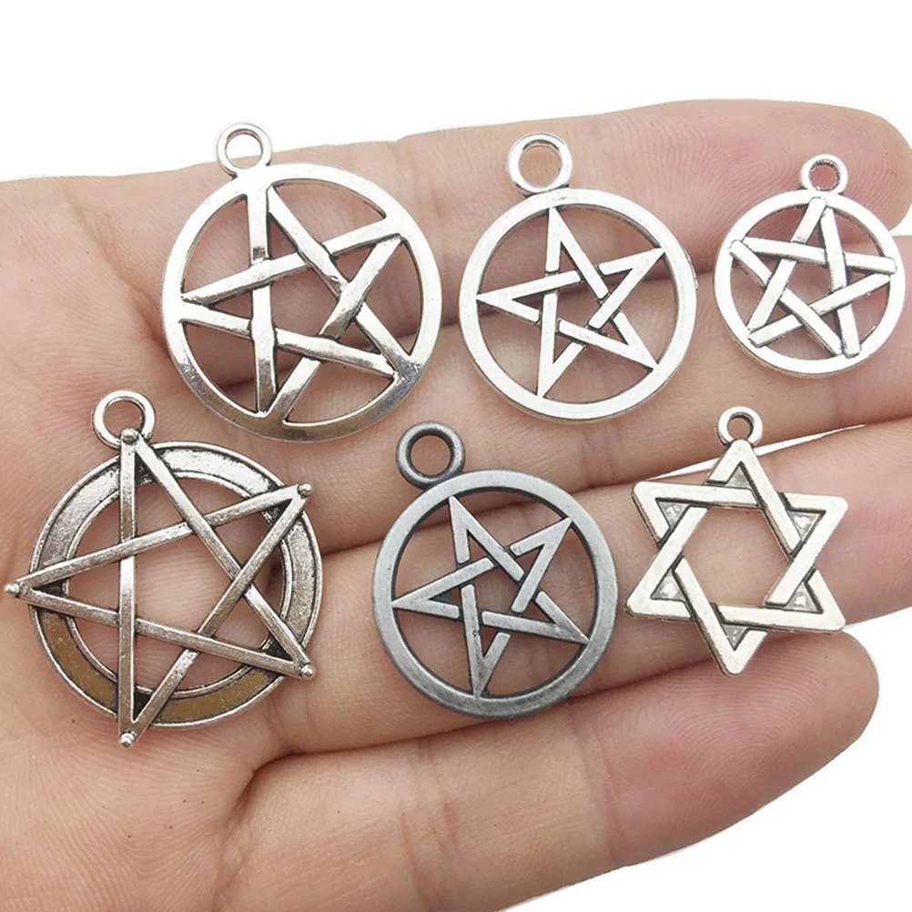 

48Pcs Pentacle Star Alloy Charms Vintage Jewelry Making Accessories DIY Pendants for Bracelet Necklace Craft Projects