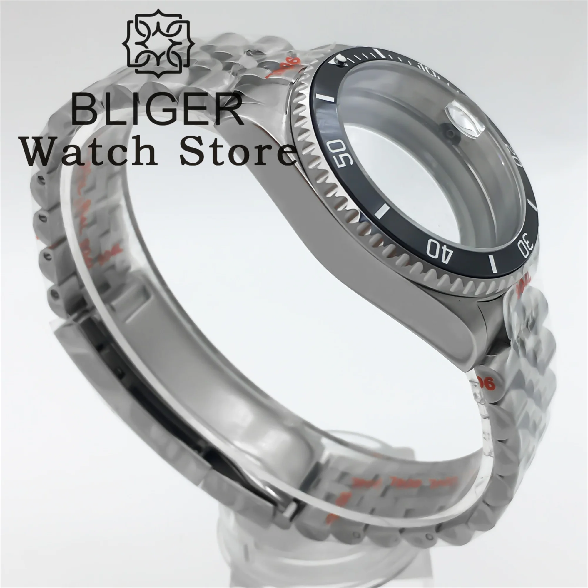 BLIGER 36mm 38mm 다이빙 케이스 NH34 NH35 NH36 GMT ETA 2824 PT5000 시계 케이스 스테인레스 팔찌 사파이어 유리 슬라이드 버클