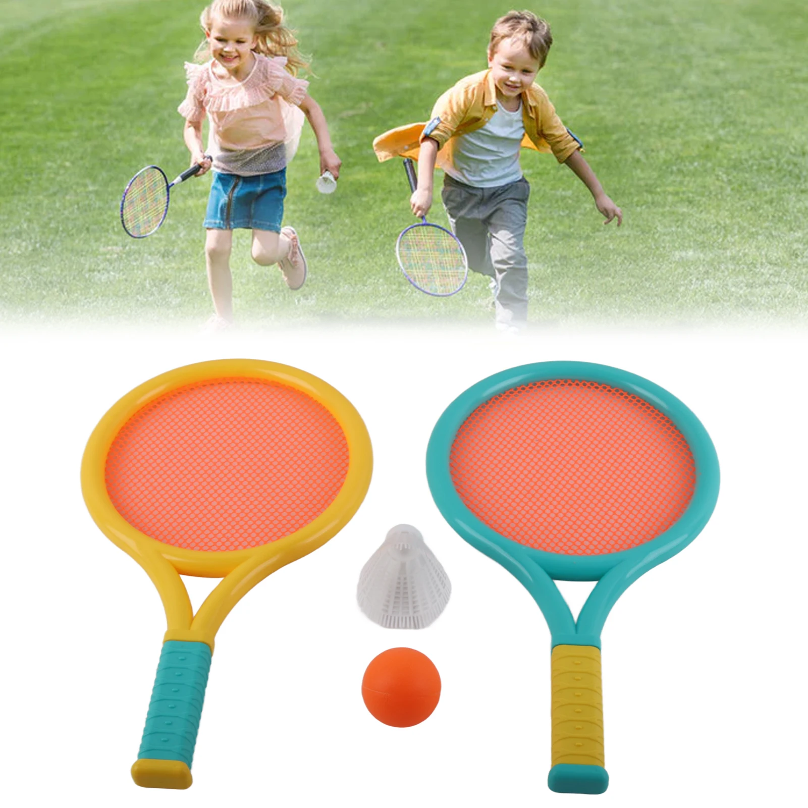 Kinder Badminton schläger rutsch fest langlebig elastisch tragbare Tennis schläger Set für Kinder 2 Schläger 2 Bälle