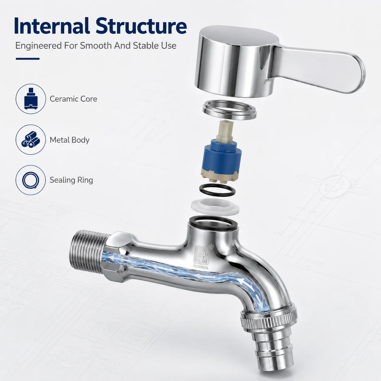 Polished Chrome 304 Stainless Steel Washing Machine Tap, G1/2 Thread Spigot for Garden Balcony Easy Install view 3