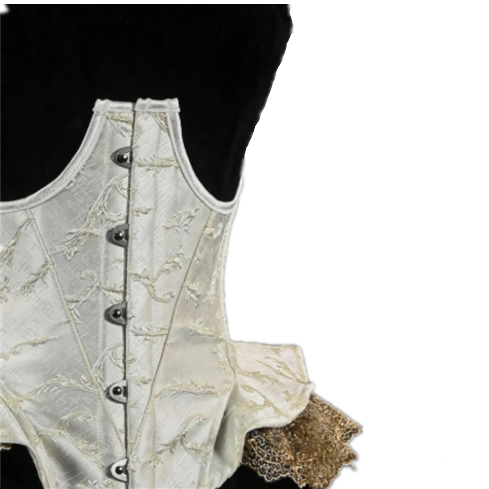 

Women Fancy Corset Underbust Luxury Lace Bustier Belt Vintage Embossed Waist Trainer Lace Up Boned Shaping Tops With Lace Hem