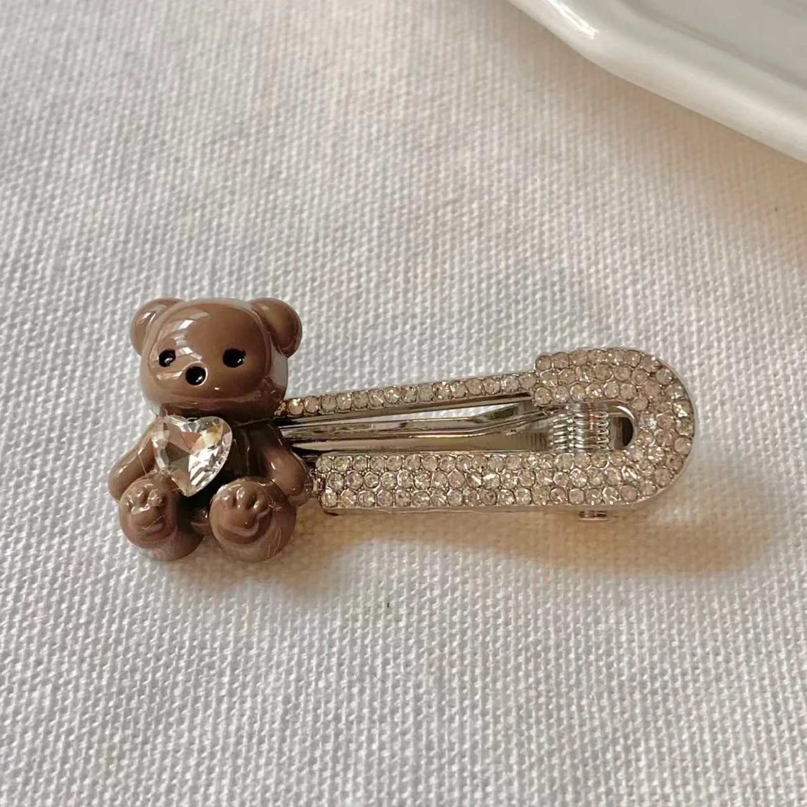 1 قطعة المرأة الخريف الشتاء لطيف الدب حجر الراين مقاطع الشعر موضة سباركلي إكسسوارات الشعر زينة الشعر الأنيقة #6