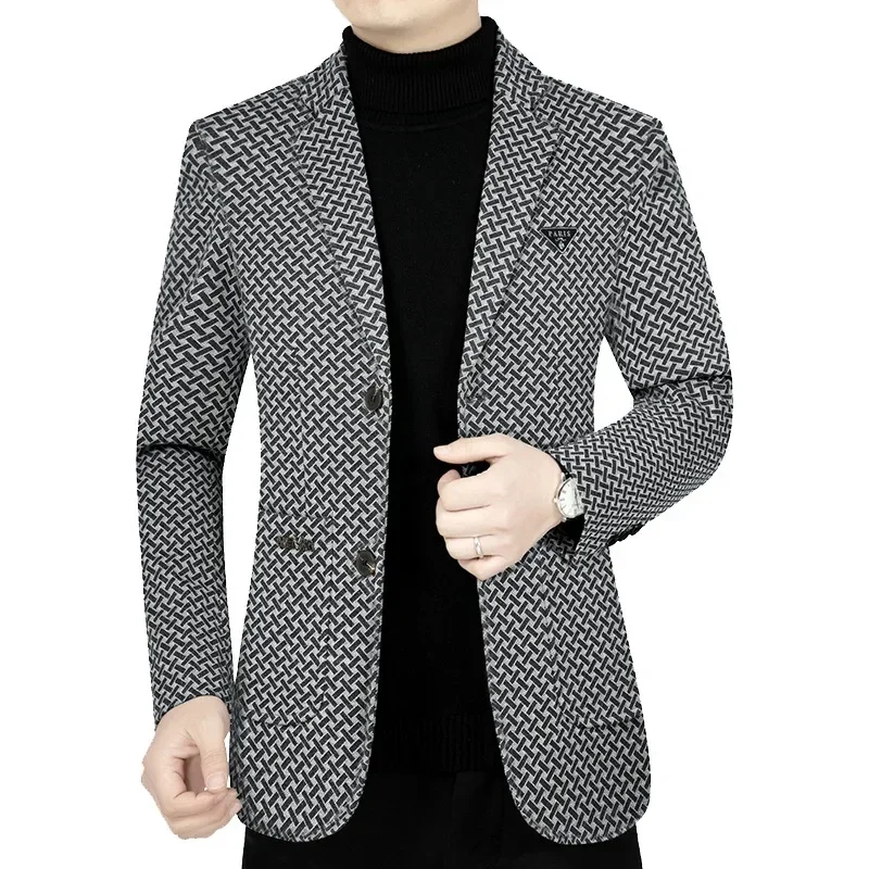 Fatos de negócios quadriculados e finos masculinos, casacos casuais de alta qualidade, primavera, tamanho 4XL, novos