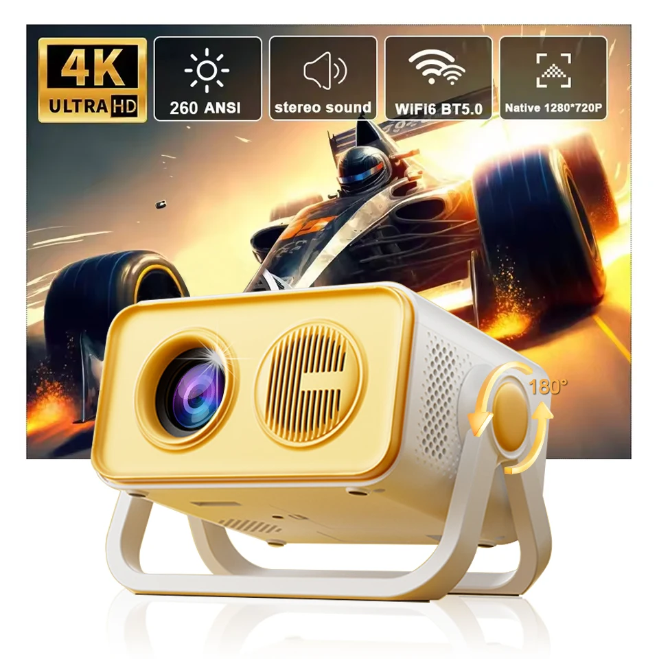 

HT23 PRO Projector 290ANSI 8K Native 1080P Auto Focus & Keystone Correction Android11 BT5.4 WIFI6 360° Portable Home Cinema