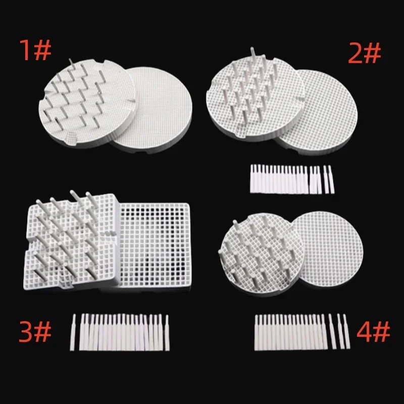 Dental Lab Honeycomb Firing Trays Circle Plate Hold Rack & 20pcs Zirconia Ceramic Pins for Sintering Dental Lab Material