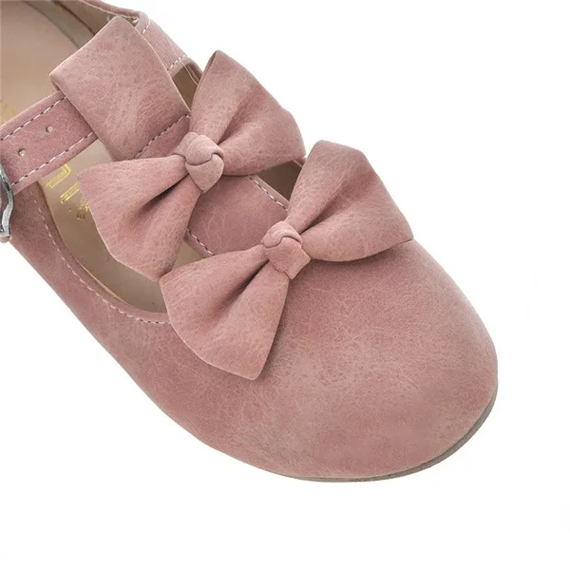 Sweet Lolita Shoes Kawaii Girl Cosplay Bowknot Buckle Mid Heel Round Head Women Shoes Princess Pu Leather Shoes Loli Female