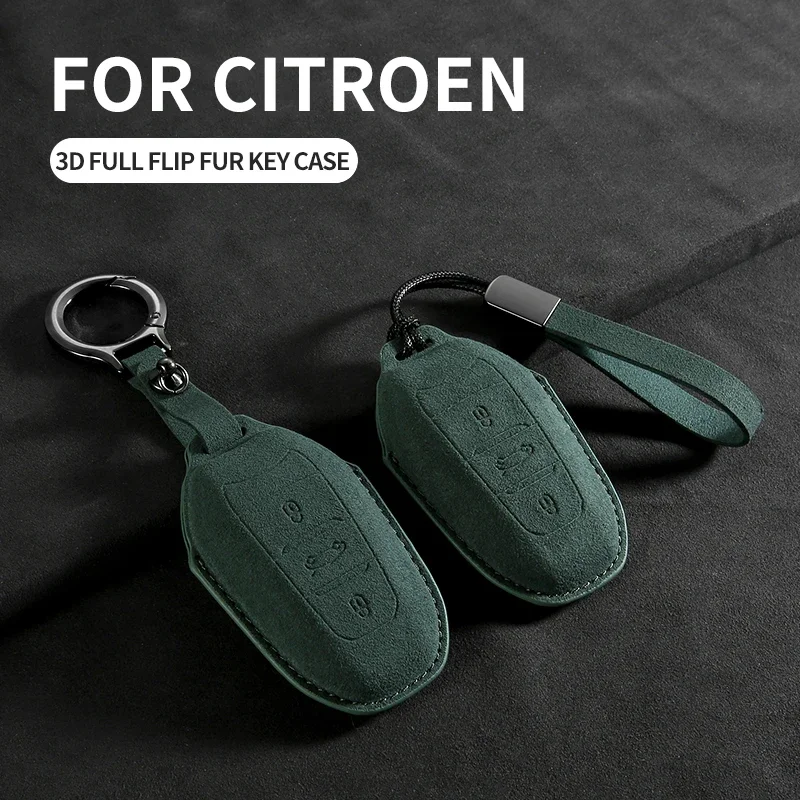 

Suede Car Remote Key Case Cover for Peugeot 308 408 508 2008 3008 4008 5008 for Citroen C4 C6 C3-XR Keyless Protector Key Fob