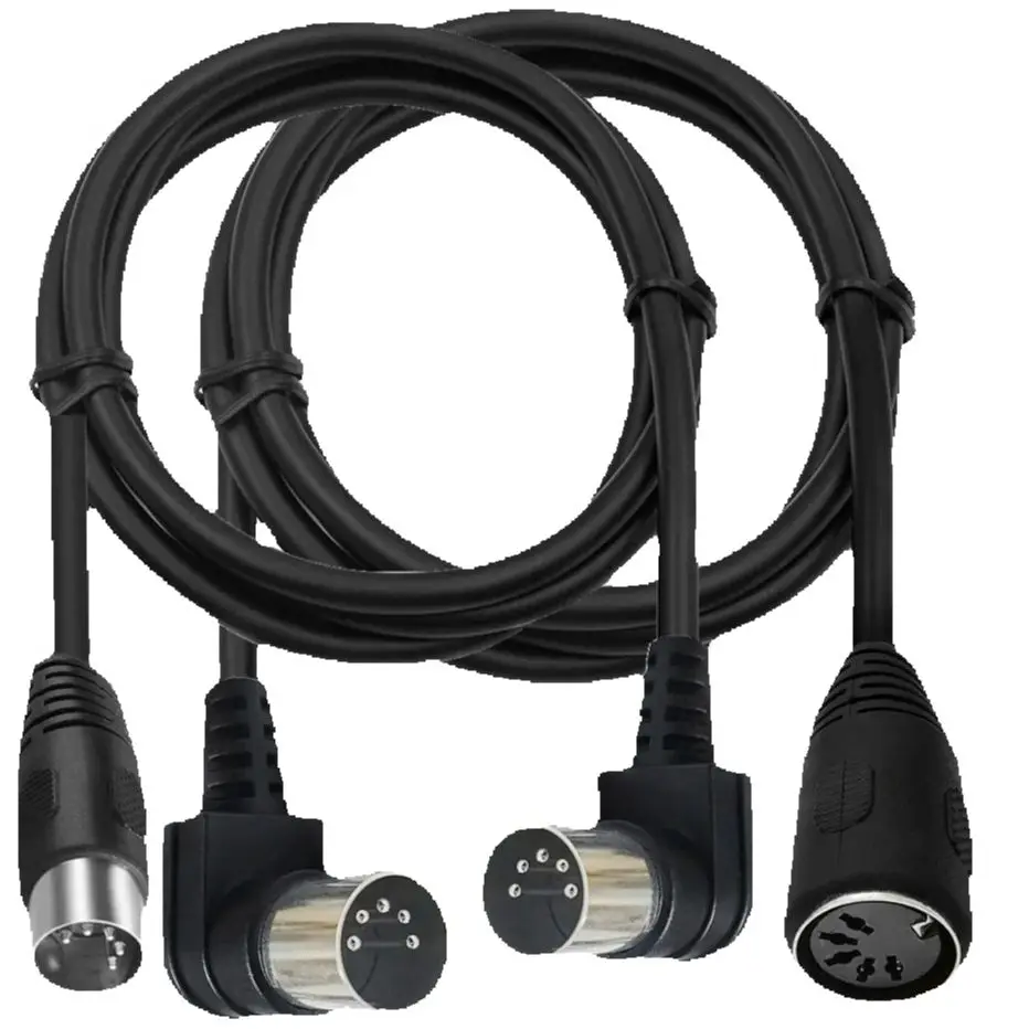 MIDI-Kabel, Stecker auf Stecker und Buchse, 5-poliger DIN-Stecker, Audio-Verlängerungskabel für Lautsprecherstecker, Schwarz, 3 m/1,5 m, 0,5 m