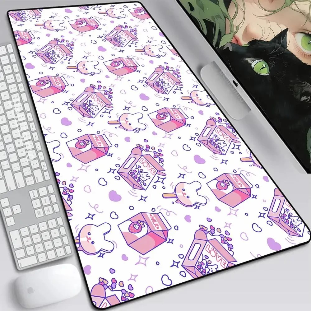 

Kawaii Purple Mouse Pad Cute XL Strawberry Ice Cream Desk Pad Extended Gaming Keyboard Pad Large XXL Rubber Mouse Pad 900x400mm