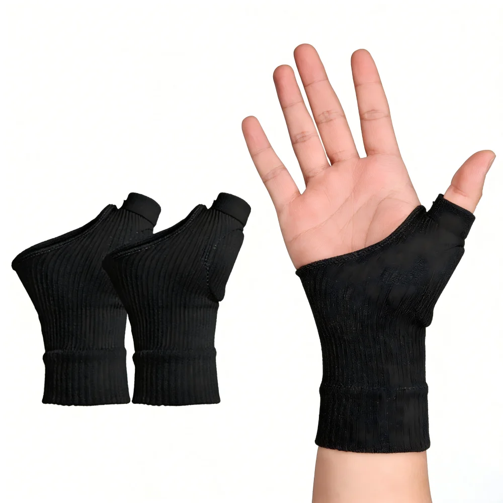 1 Pair Breathable Thumb-Wrist Compression Gloves with Gel Padded Wrist Support for Arthritis & Thumb Injury Pain Relief