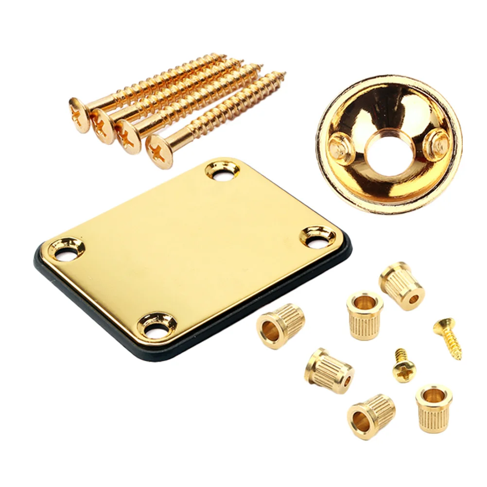 

1Set Electric Guitar Replacement Neck Plate Metal Mounting Plate for Guitar Bass Parts String Ferrules Repair Accessory