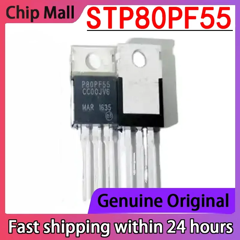 

5PCS STP80PF55 Screen Printed P80PF55 TO-220 Field-effect MOSFET 80A 55V Original Stock