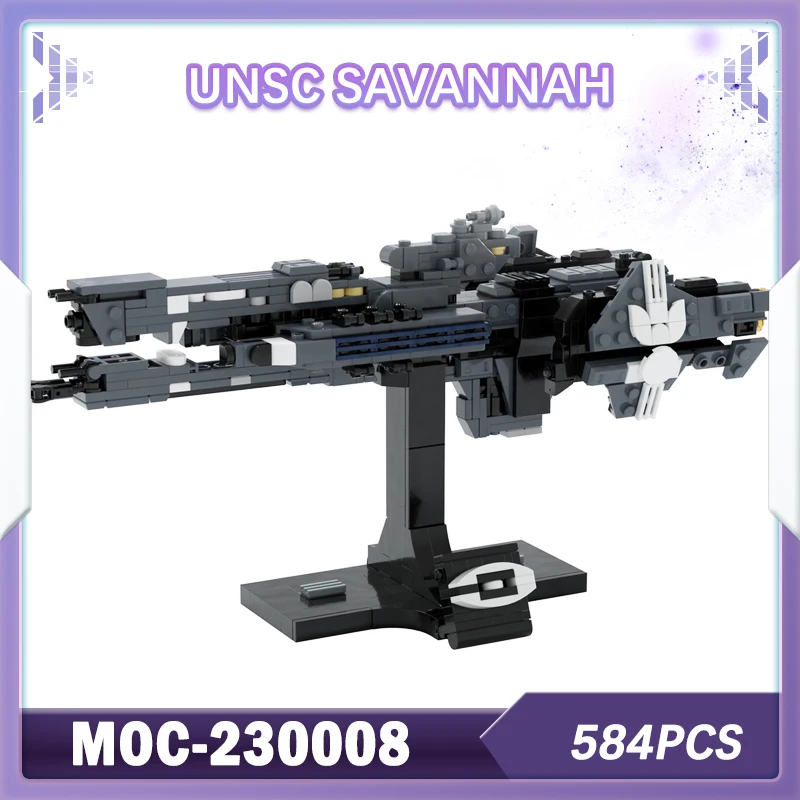 

UNSC Savannah 584 шт., модель строительного блока, кирпич, научная фантастика, супер фрегат, набор моделей, креативные подарки MOC-230008