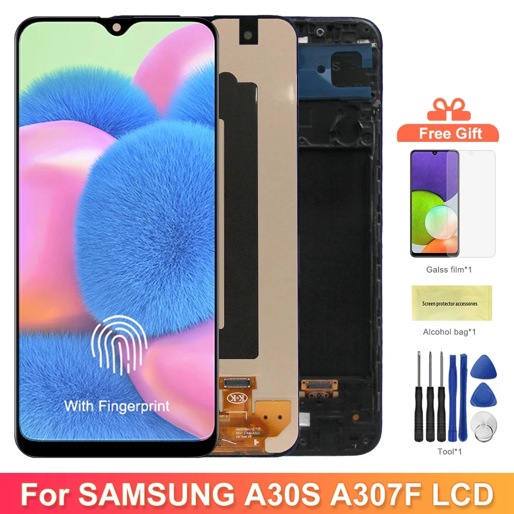 A30S Super AMOLED Screen for Samsung Galaxy A30S A307 A307F A307FN A307G A307YN Lcd Dispaly Digital Touch Screen With Frame