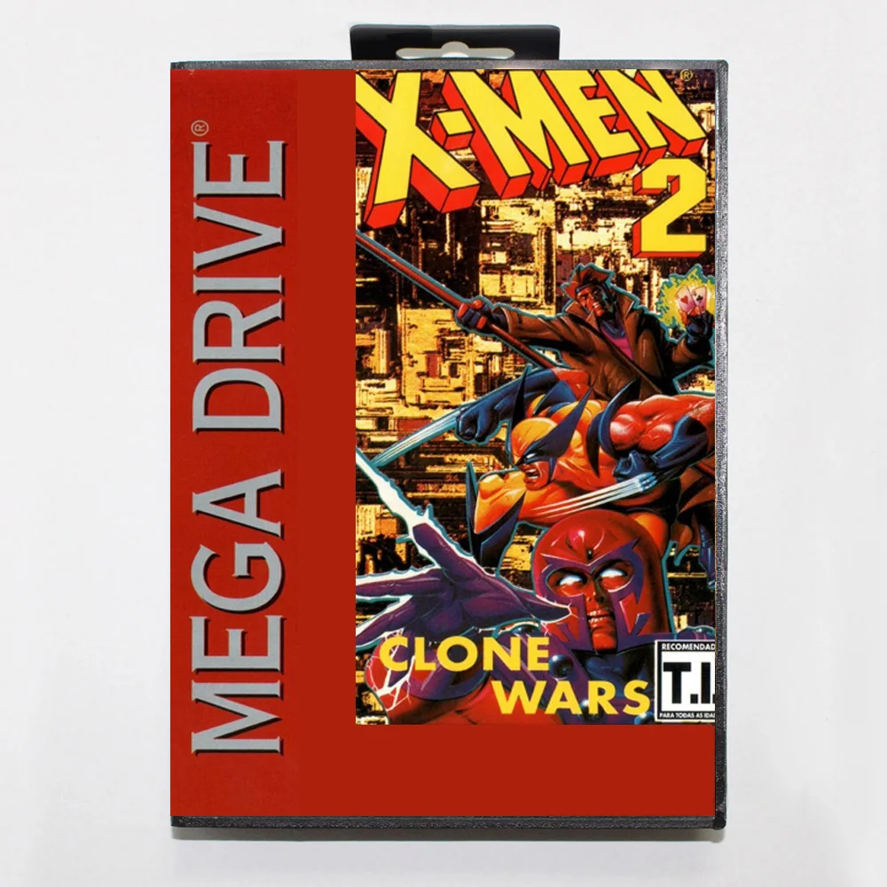 Nova chegada x-men 2 clone wars md cartão de jogo 16 bits br capa para sega megadrive genesis cartucho de console de videogame