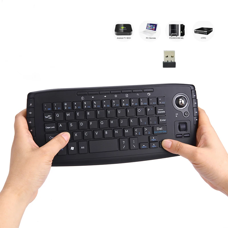 

Mini Ergonomic Keyboard Trackball Air Mouse 1200dpi Function TV 2.4G Wireless Keyboard with trackball for Lapotp PC TV