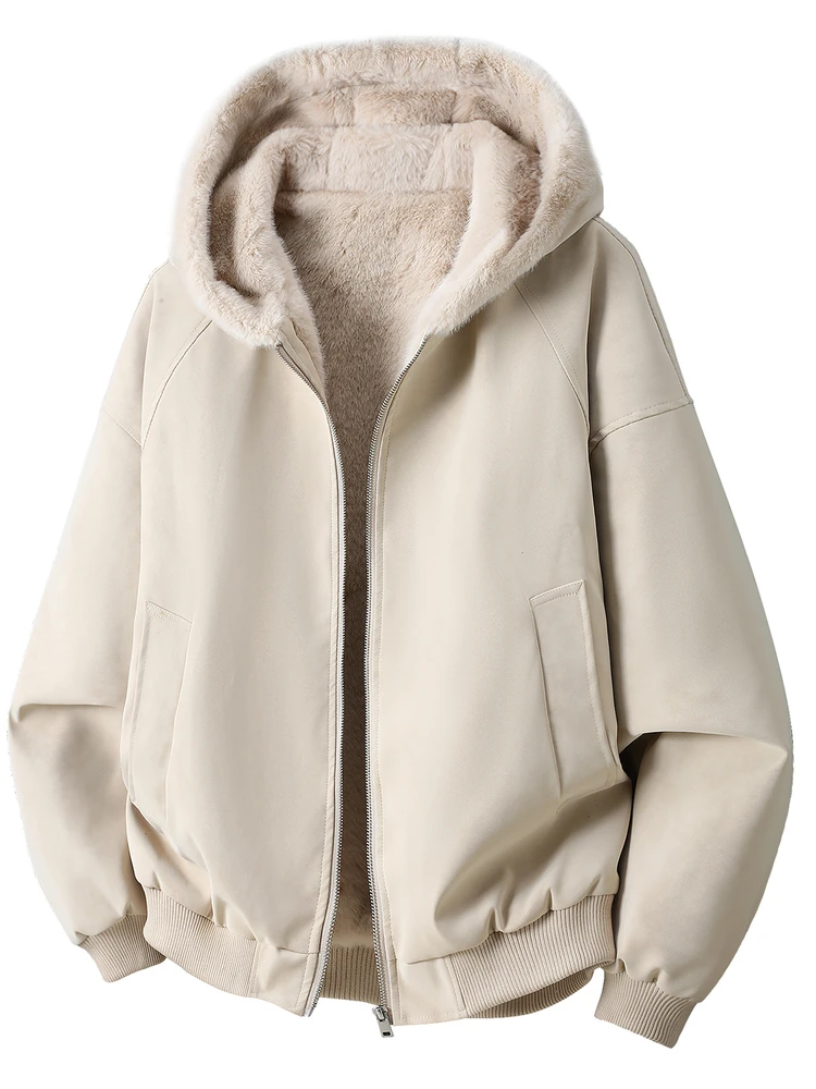 

American Sle Hooded Cotton Jaet Youth Thiened Winter Coat Men Women Sle Warm Fur Collar Downproof Casual Coat