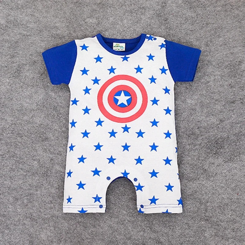 Newborn Baby Boys Short Sleeve Rompers Cartoon Spiderman Captain America Mickey Minnie Clothes Kids Girl Jumpsuit Infant Outfits