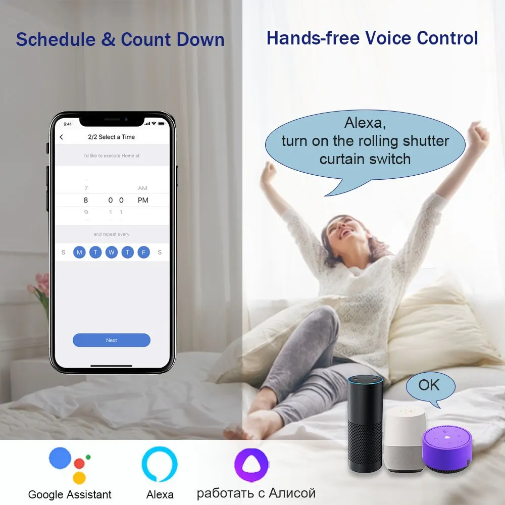 WiFi Smart Curtain Switch 433MHz Connected Tuya Roller Shutter Switch Module Remote Control For Alexa Google Home Assitant