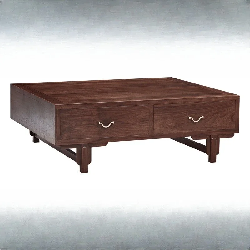 

Full solid wood coffee table living room simple rectangular storage coffee table black walnut coffee table