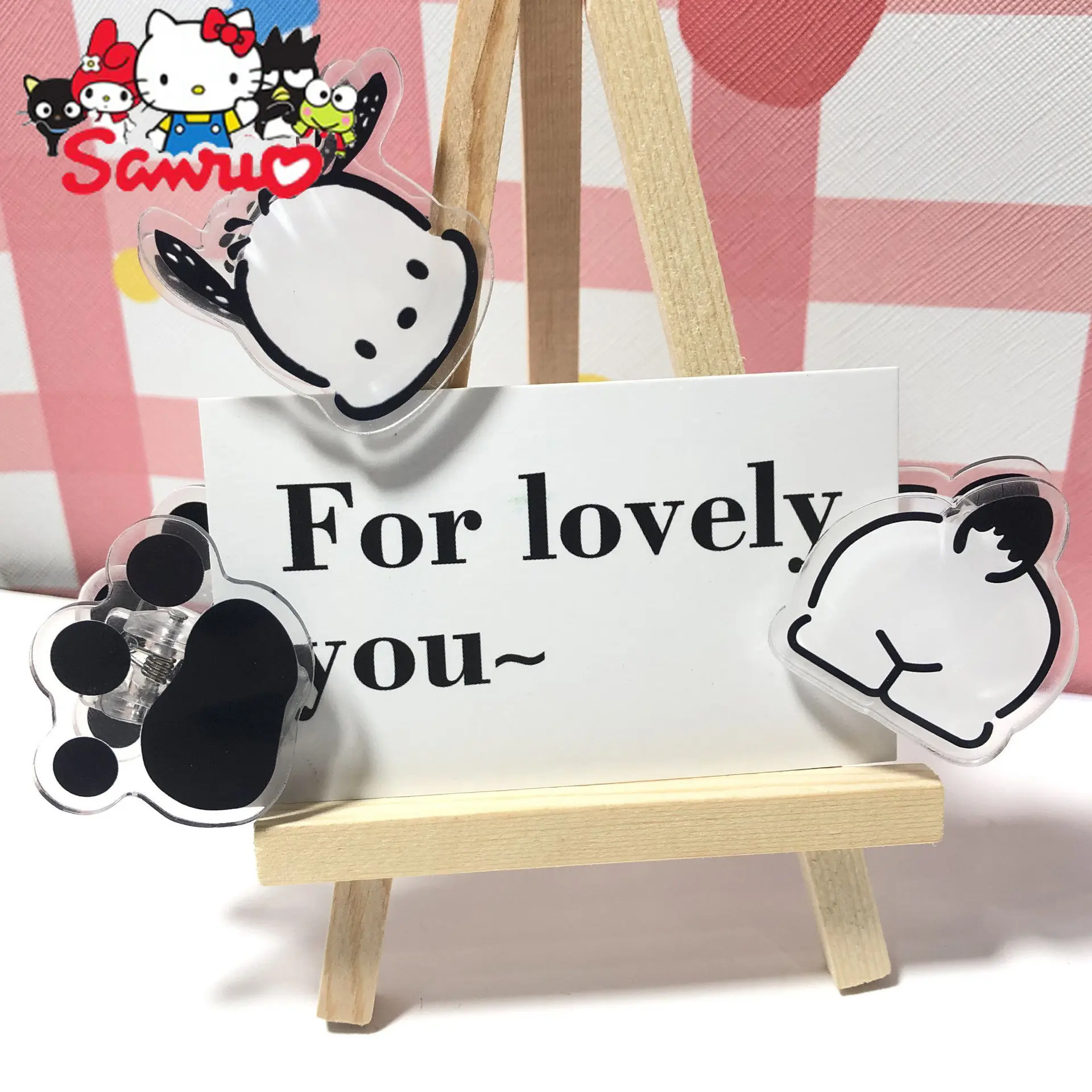 

Sanrio Pochacco Double-sided Clip Sticky Note PP Clip Paper Folder for Teenage Stationery Holder Decoration Christmas Gifts