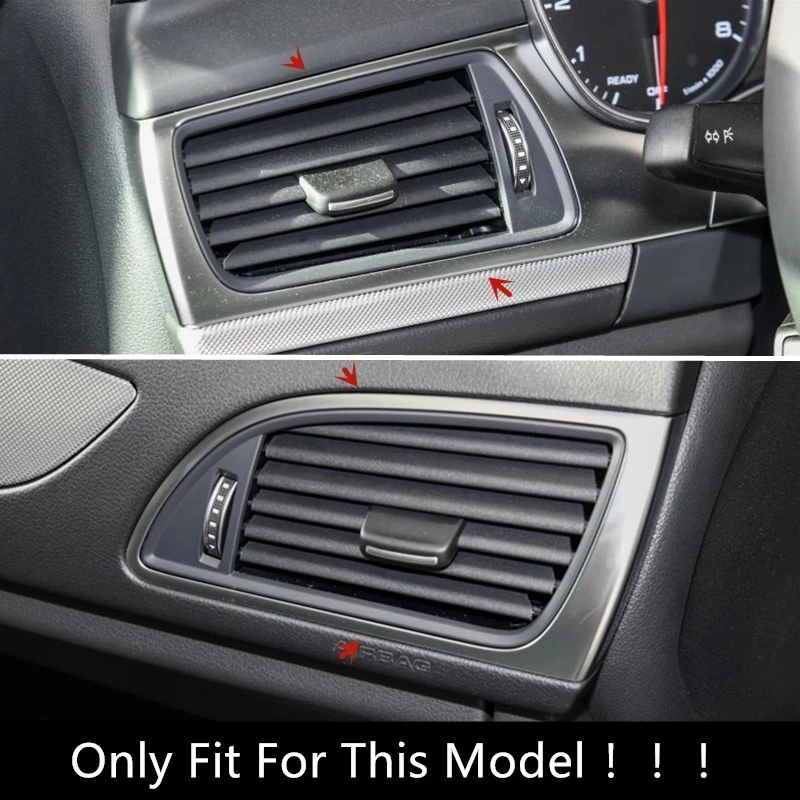 Carbon Fiber Car Console Dashboard Side Air Outlets Frame Decorative Cover Trim For Audi A6 C7 2012-2018 Interior Accessories